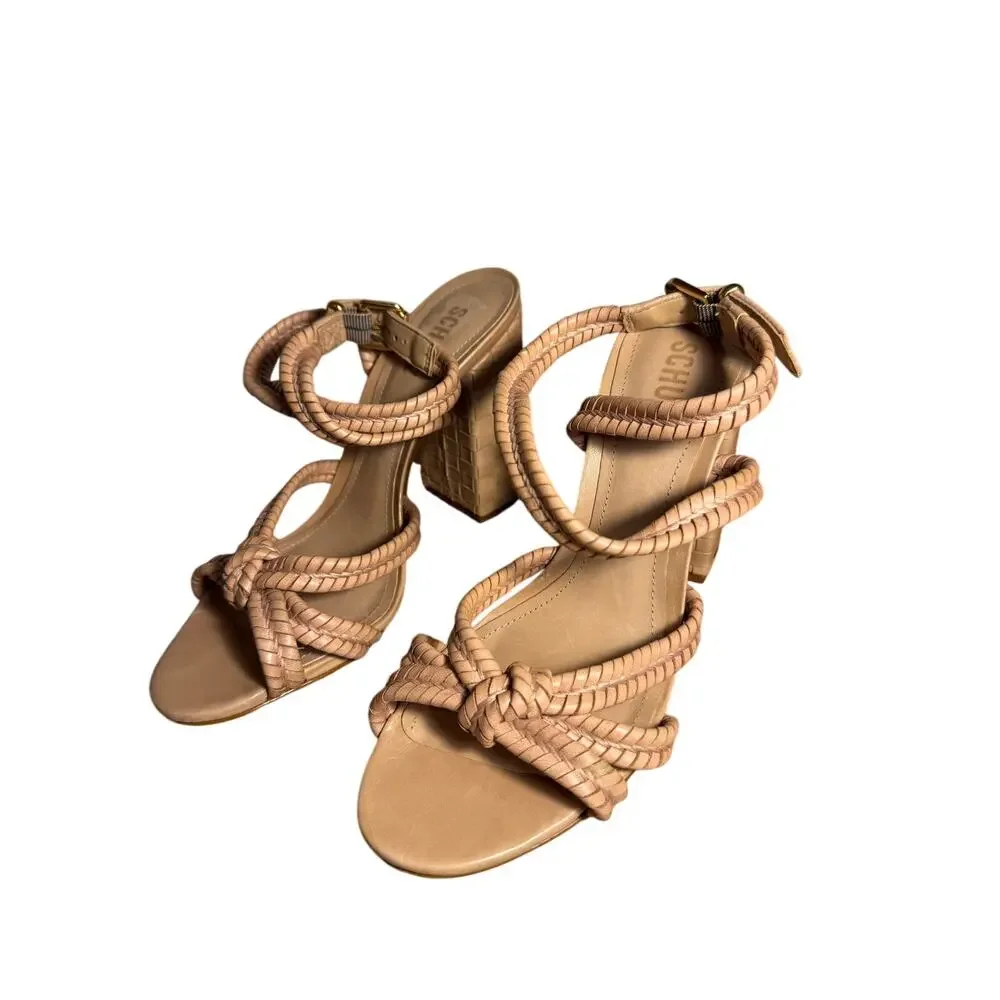 Schutz Kareena Nappa Leather Heels in Natural Women’s Sz. 8